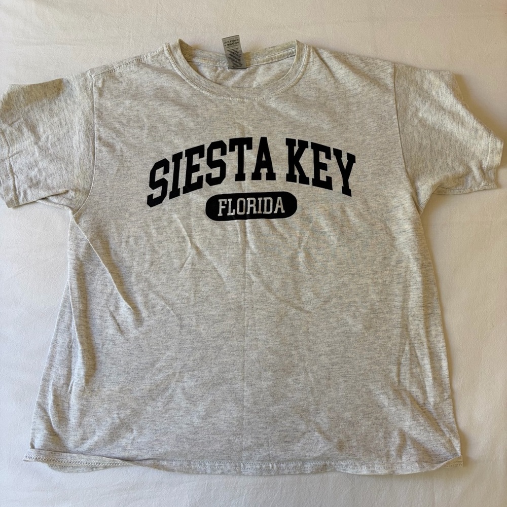 Siesta Key Florida Tee - Light Gray with Black Print
